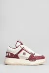 Amiri Burgundy & Off-white Bandana Denim Ma-1 Sneakers In White