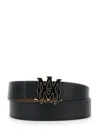 Amiri Black Belt With Logo Plaque On The Front In Leather Man In Black
