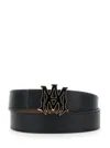 Amiri Black Belt With Logo Plaque On The Front In Leather Man In Black
