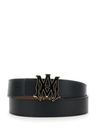 AMIRI BLACK BELT WITH LOGO PLAQUE ON THE FRONT