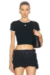 Amiri Ribbed Texture Crop Top With Contrast Trim In Black