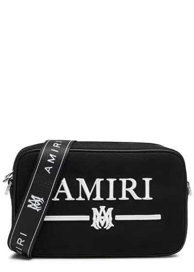 Amiri Ma Bar Logo-embroidered Canvas Cross-body Bag In Black
