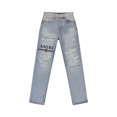 Pre-owned Amiri Ma Bar Logo Straight Jean 'stone Indigo' | Blue | Men's Size 36