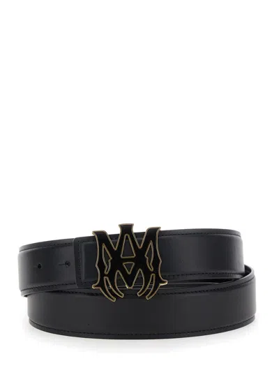 Amiri Ma Black Belt With Logo Plaque On The Front In Leather Man