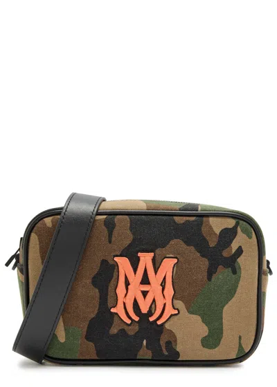 Amiri Ma Camouflage Twill Camera Cross-body Bag In Green
