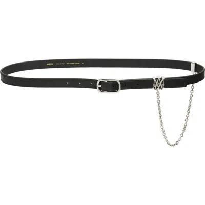 Amiri Ma Chain Skinny Leather Belt In Black Nickel