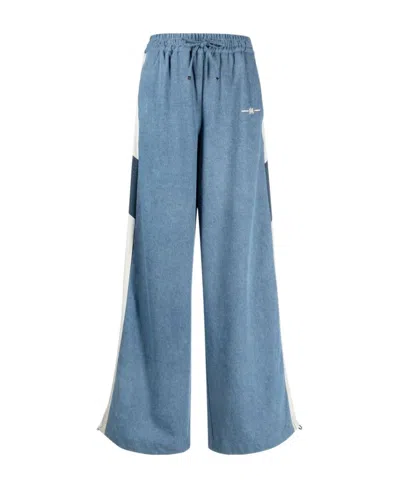 AMIRI AMIRI CHAMBRAY WIDE LEG TRACK PANTS