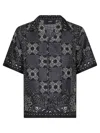 Amiri Silk Bowling Shirt With Cuban Collar And All-over Geometric Print In Multi