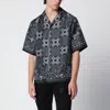 Amiri Silk Bowling Shirt With Cuban Collar And All-over Geometric Print In Black