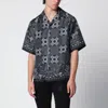 Amiri Silk Bowling Shirt With Cuban Collar And All-over Geometric Print In Gray