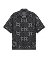 Amiri Silk Bowling Shirt With Cuban Collar And All-over Geometric Print In Black