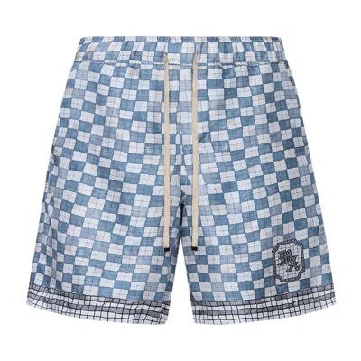 Pre-owned Amiri Ma Checkered Short 'steel' | Grey | Men's Size L In Gray