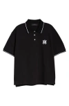 Amiri Black Polo Shirt With Classic Collar And Logo Embroidery On The Front In Black