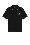 Amiri Black Polo Shirt With Classic Collar And Logo Embroidery On The Front In Black