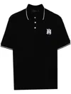 Amiri Black Polo Shirt With Classic Collar And Logo Embroidery On The Front In 黑色