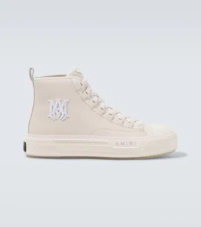 Amiri Ma Court Leather-trimmed Sneakers In White