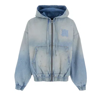 Pre-owned Amiri Ma Denim Zip Hoodie 'perfect Antique Indigo' | Blue | Men's Size L