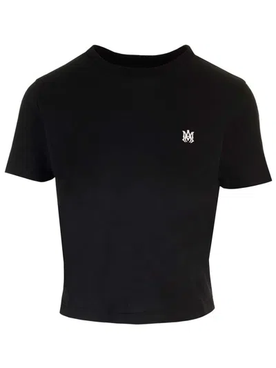 Amiri Ma Embroidered Cropped T In Black