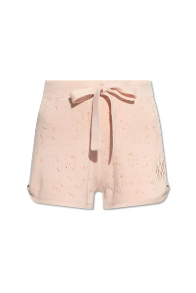 Amiri Ma Embroidered Knit Shorts In Pink