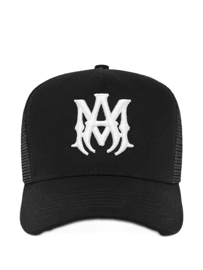 Amiri Ma Embroidered Trucker Cap In Black