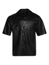 Amiri Ma Embroidery Leather Shirt In Black