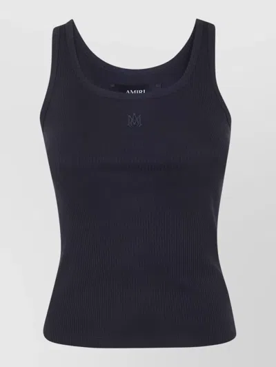 Amiri Ma Embroidery Ribbed Tank Scoop Neck In Blue