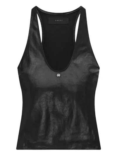 Amiri Ma Icon Leather Tank Top In Black