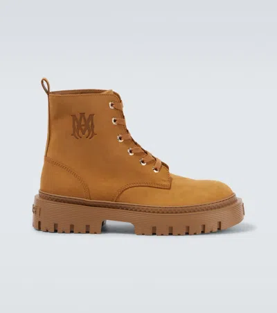 Amiri Ma Jumbo Suede Ankle Boots In Wheat