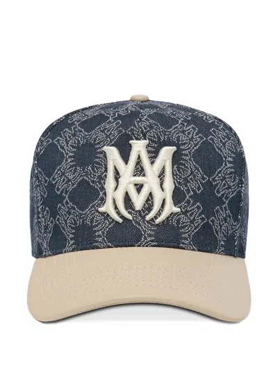 Amiri Ma Leather Brim Denim Hat In Blue