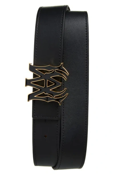 Amiri Ma Logo Buckle Reversible Leather Belt In Black