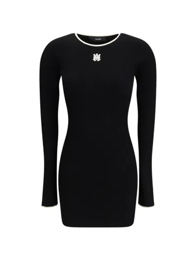 Amiri Ma Logo-embroidery Mini Dress In Brown