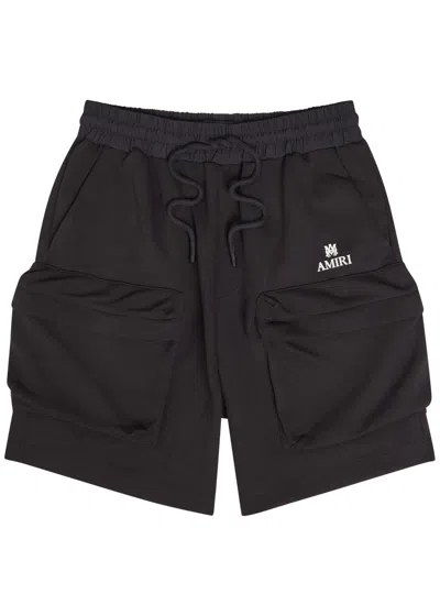 Amiri Ma Logo Jersey Cargo Shorts In Black
