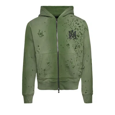 Pre-owned Amiri Ma Logo Shotgun Zip Hoodie 'green' | Men's Size Xxxl