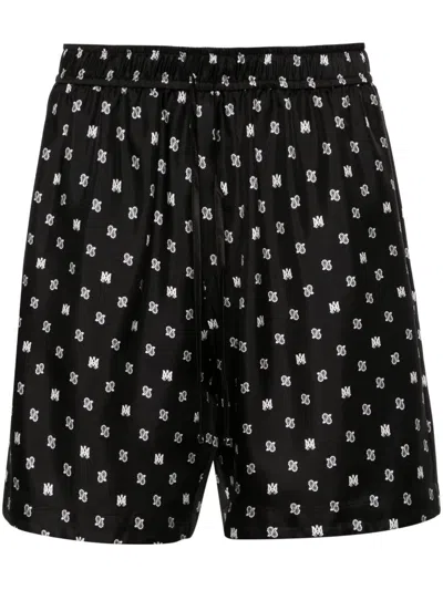 Amiri Black Ma Logo Silk Shorts