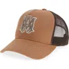 Amiri Ma Outline Embroidered Canvas Trucker Hat In Brown