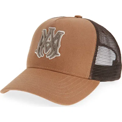 Amiri Ma Logo Trucker Hat In Brown