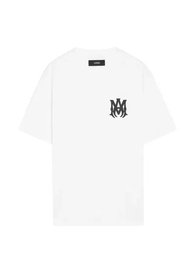 Amiri White Crewneck T-shirt With Logo Print On The Front And Logo Lettering On The Rear In Cotton M
