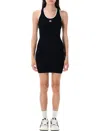 Amiri Ma Embroidered Ribbed Racerback Mini Dress In Black