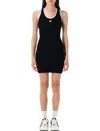 Amiri Sleeveless Dress With Contrast Trim And Ribbed Texture In Black