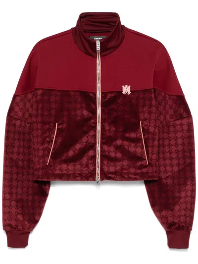 Amiri Ma-monogram Velvet Jacket In Red