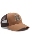 Amiri Ma Outline Embroidered Canvas Trucker Hat In Brown