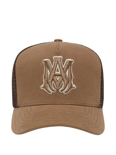 Amiri Ma Outline Trucker Hat In Brown