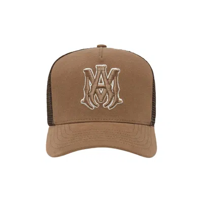 Pre-owned Amiri Ma Outline Trucker Hat 'malt' | Brown | Men's Size Onesize
