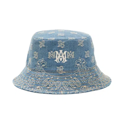 Pre-owned Amiri Ma Paisley Jacquard Bucket Hat 'antique Indigo' | Blue | Men's Size Onesize