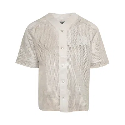 Pre-owned Amiri Ma Perforated Baseball Shirt 'birch' | Brown | Men's Size 54