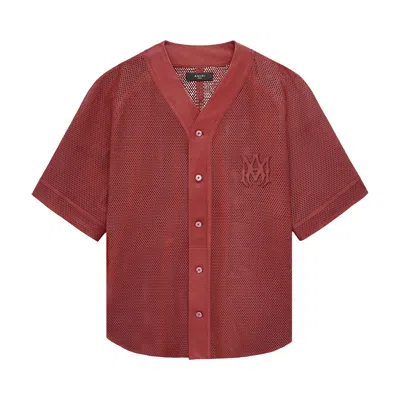 Pre-owned Amiri Ma Perforated Baseball Shirt 'sun Dried Tomato' | Red | Men's Size 48