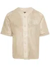 Amiri Ma Perforated Leather Shirt In Neutrals