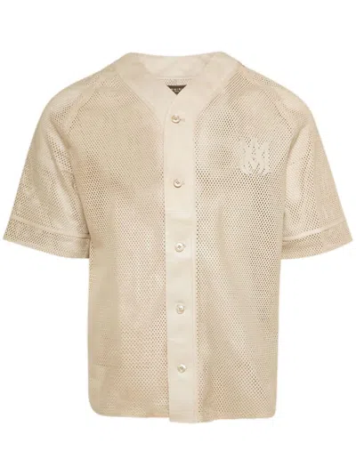 Amiri Ma Perforated Leather Shirt In Neutrals