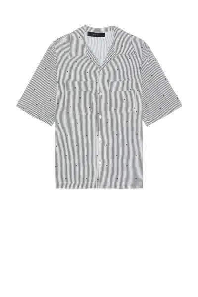 Amiri Ma Pinstripe Camp Shirt In Black