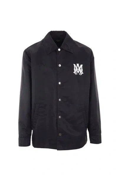 Amiri Ma Printed Buttoned Straight Hem Jacket In Black